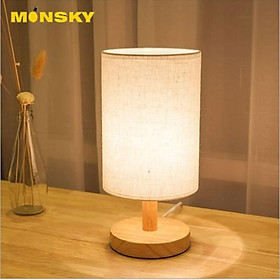 Combo 4 đèn ngủ gỗ MONSKY DN004 trắng kẻ đẹp mắt