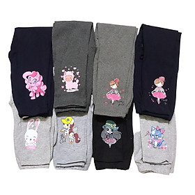 Quần legging cho bé gái chất cotton len co giãn thoải mái hình in sắc nét