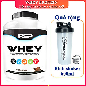 Combo Sữa tăng cơ giảm mỡ Whey Protein Powder của RSP hương Chocolate hộp 51 lần dùng hỗ trợ tăng cơ, phục hồi và phát triển cơ bắp & Bình lắc 600ml (Mẫu ngẫu nhiên)