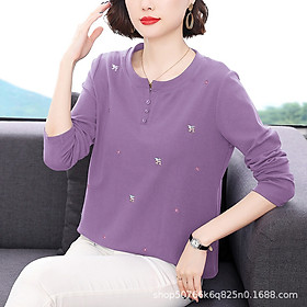 (HÀNG SẴN) Áo Thun Cotton Trung Niên Dài Tay Mềm Đẹp SM92 - Hàng Quảng Châu Cao Cấp