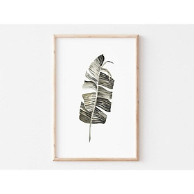 Tranh Canvas Cao Cấp Tranh màu nước - Tropical Leaf Print, Tropical Decor Plant, Botanical, Green Leaves 3