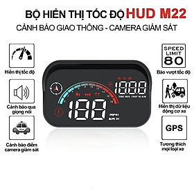 HUD M22 Hiển Thị Tốc Độ Trên Kính Lái Ô Tô Cảnh Báo Giọng Nói Tiếng Việt – Kết Nối OBD2 & GPS