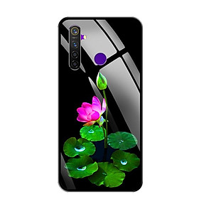Ốp lưng kính cường lực cho điện thoại Realme 5 Pro - 0296 LOTUS02 - Hàng Chính Hãng