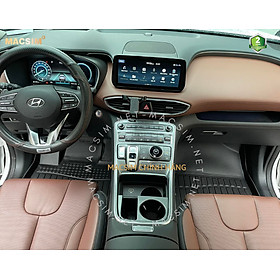 Thảm lót sàn xe ô tô Hyundai Santafe 2019-2023 Nhãn hiệu Macsim chất liệu nhựa TPE cao cấp màu đen (3 hàng ghế)
