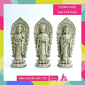 Mua Bộ 3 Tượng Tam Thế Phật Tây Phương Tam Thánh đứng mạ đồng - Cao 18cm