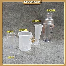 Mua Bộ 4 Dụng Cụ Pha Chế Quầy Bar Cà Phê  Sinh Tố Trà Sữa (Bình Shaker 500ml In đậm)