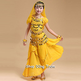 Trang phục váy Ấn độ múa trẻ em mẫu Váy kết hợp Áo cộc tay cực đẹp