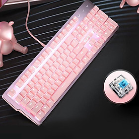 Mechanical Gaming Keyboard RGB LED White Backlit Wired Keyboard with Red Switches for Windows Gaming PC