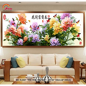 Mua Tranh sơn dầu số hóa tự tô màu khổ lớn hoa mẫu đơn - Mã HL3027 Hoa khai phú quý