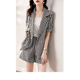 HÀNG NHẬP - SÉT BỘ VEST HỌA TIẾT CARO 3 MÓN CAO CẤP