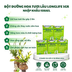 Gói Cắm Hoa Tươi Lâu Gấp 2 Lần Và 14 Ngày Không Thay Nước Loại 5gr Longlife (Bộ 50 gói)