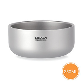 Lixada 250ml Double Wall Titanium Bowl Fruit Salad Dinner Bowl for Home Outdoor Camping Backpacking Picnic