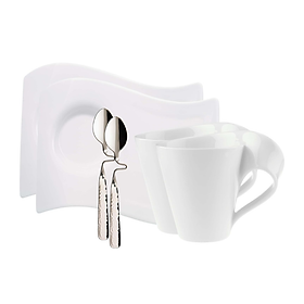 Set uống trà hoặc cafe 6 món Villeroy-Boch gồm 2 cốc, 2 thìa, 2 đĩa có hộp làm quà hàng chính hãng