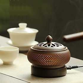 Mua Lò xông - Lư xông trầm điện có hẹn giờ chỉnh nhiệt bằng gốm chịu nhiệt cao cấp hình lưới