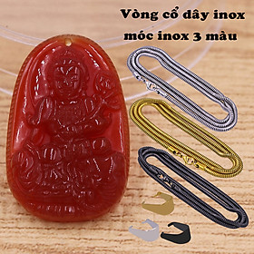 Mặt dây chuyền Phổ hiền bồ tát mã não đỏ 3.6 cm kèm vòng dây chuyền inox vàng, Phật bản mệnh, mặt dây chuyền phong thủy