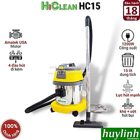 Mua Máy hút bụi công nghiệp khô và ướt Hiclean HC15 - Dung tích 15 lít - Công suất 1200W - Hàng chính hãng