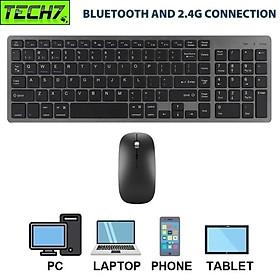 Bộ Bàn phím chuột không dây K835 - pin sạc - đa kết nối bluetooth 5.0 + 3.0 + Usb wireless 2.4g hàng nhập khẩu - Màu Xám