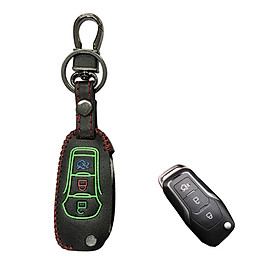 Bao da bọc chìa khóa da thật phản quang cao cấp Ford