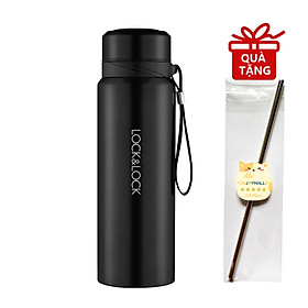 Bình Giữ Nhiệt 800ml Lock&Lock Vacuum Bottle LHC6180 - Hàng Chính Hãng, Bằng Thép Không Gỉ, Có Lưới Lọc Trà Bằng Inox, Mức Giữ Nhiệt Vượt Trội Tặng Kèm Ống Hút Inox