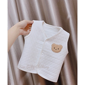 Áo gile cotton xuất hàn Gấu thêu mềm mại cho bé