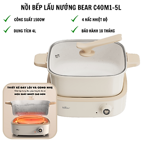 Nồi Bếp Lẩu Nướng Sothing Bear C40M1-5L, Công Suất 1500w, Dung Tích 4l, 4 Nấc Nhiệt- Hàng Chính Hãng