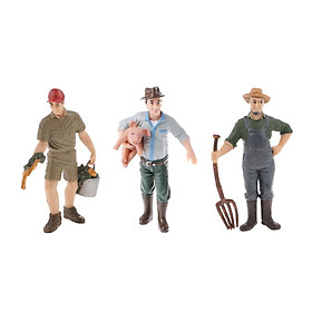 3 Pieces Simulation Farmer Model Action Figures Kids Toy Collections Gift