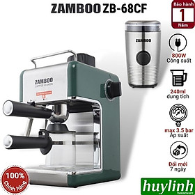 Combo máy pha cà phê Espresso Zamboo ZB-68CF + máy xay Zb-100g - hàng chính hãng