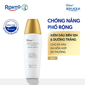 Kem chống nắng Skin Aqua dưỡng trắng, kiểm dầu, dùng hàng ngày dạng sữa Sunplay Skin Aqua Clear White Eco Việt Nam SPF50, PA++++ 25g