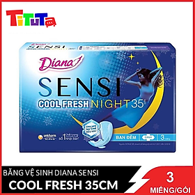 Băng vệ sinh Diana Sensi Cool Fresh Supernight 35cm 3 miếng gói