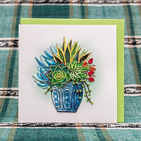 Thiệp Giấy Xoắn Hoa - Sen Đá - NCC-F1503