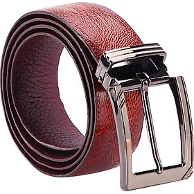 Thắt Lưng Nam Da Đà Điểu Trơn Đầu Kim Huy Hoàng HT4415 - Nâu Đỏ