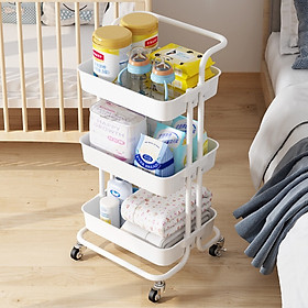 Xe Đẩy Nhựa 3 tầng - có bánh di chuyển và khóa bánh xe LivingOn