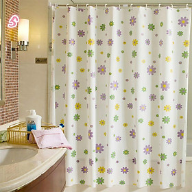 Mua rèm treo nhà tắm hoa cỏ nhiều canh kèm móc treo - 1m8 x1.8m