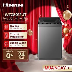 Máy giặt Hisense 8kg WTZQ8012UT Giặt Eco tiết kiệm điện năng, bảo hành 24 tháng - HÀNG CHÍNH HÃNG