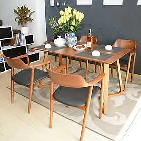 Bộ bàn ăn mặt gỗ kèm 4 ghế cao cấp BAMSF07 Tundo Kích thước 1m4 x 80cm