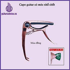 Mua Capo nguyên khối  màu hồng kim loại đúc - Capo 2 tác dụng - Đặt hàng tặng pick