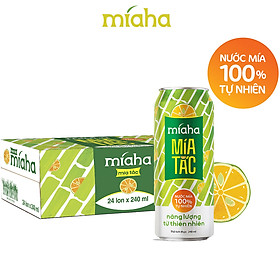 Thùng 24 Lon Nước Mía Tắc Tự Nhiên MÍAHA 240ml