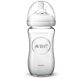 Bình sữa thủy tinh mô phỏng tự nhiên hiệu Philips Avent 240ml - đơn cho trẻ từ 1 tháng tuổi SCF673.13