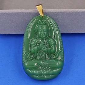 Mặt Phật Đại Nhật Như Lai thạch anh xanh 5cm MTXN5 - phật bản mệnh tuổi Mùi, Thân - mặt size lớn
