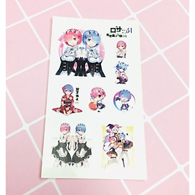 Set 5 Bảng hình xăm RE:ZERO Sticker Tattoo
