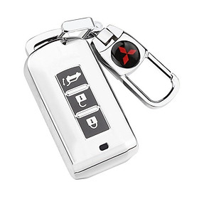 Móc khóa kèm ốp bảo vệ chìa khóa xe Mitsubishi Xpander, Outlander, Attrage, Mirage, Pajero nhựa mềm TPU tráng gương