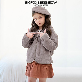 Hình ảnh Áo khoác lông Bigfox Miss Meow size đại có mũ ấm áp cho bé trai bé gái thu đông kiểu Hàn của trẻ em 3-15 tuổi 30kg 50kg