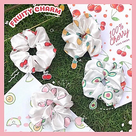 Cột tóc Scrunchies charm trái cây