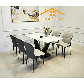 Mua Bộ Bàn Mặt Đá Ceramic 6 Ghế Nhập Khẩu 1m6 Chân X – KY-GH06