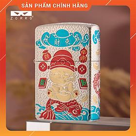 Mua Vỏ Hột Quẹt Bật Lửa Xăng Đá Zorro Z2-111 Hình Mèo Thần Tài May Mắn Tài Lộc Phiên Bản Mới