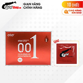 Hộp 10 cái Bao cao su OLO 0.01 Đỏ - Siêu mỏng, nóng ấm kèm 1 chiếc BCS Gun