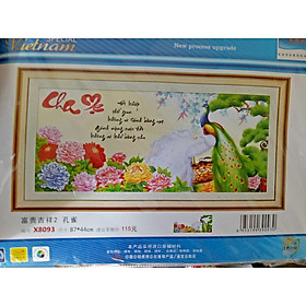 Tranh thêu chữ thập thương Cha mẹ -X8093