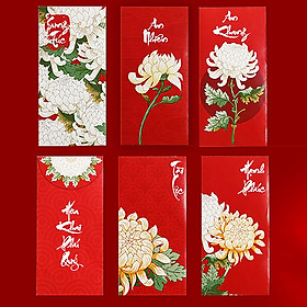 Bao lì xì tết 2019 - Mẫu Cúc Sum Vầy - xấp 6 cái