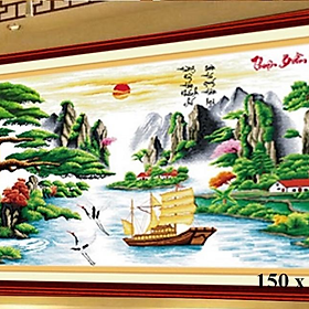 Mua Tranh thêu chữ thập thuận buồm xuôi gió A517  tùng đón khách  tùng nghênh khách chưa thêu