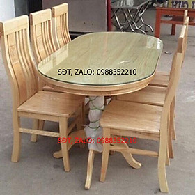 Bộ Bàn Ăn Oval Gỗ Sồi Nga